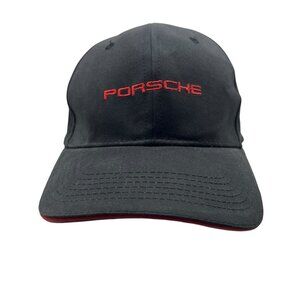 Porsche Circle Spell Out Logo Strapback Baseball Dad Hat Cap Black Luxury Car